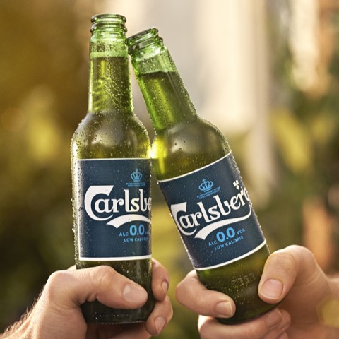 two bottles of Carlsberg