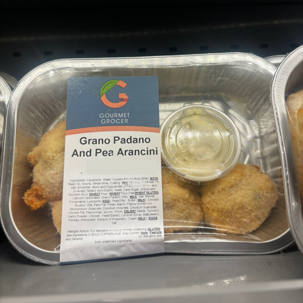 grano padano pea arancini